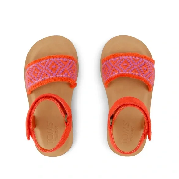 Toms Kids Vibrant Orange and Pink Sandals - Picture 3 of 5